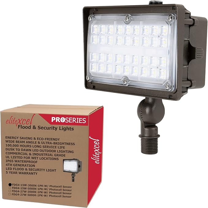 LED Flood Light Outdoor, Gen4 15W Industrial Flood Lights, 1950LM 3000K Daylight 50W MH Equal Spotlight, 120-277V UL Listed Garage Patio Yard Security Landscape Lighting, 5 Year Warranty