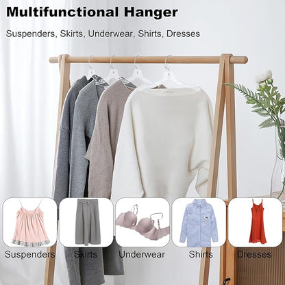 VWV 24pcs Clear Plastic Non-Slip Heavy Duty Hangers for Sweaters, Shirts, Suits, Jackets