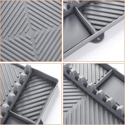 Griddle Mat Barbeque Grill Accessories Tools for Blackstone, Side Shelf Mat Grill Pad for Outdoor Grill Kitchen Counter Spatula Silicone Mat with Drip Pad for Kitchen, Cooking, Countertop (Grey)