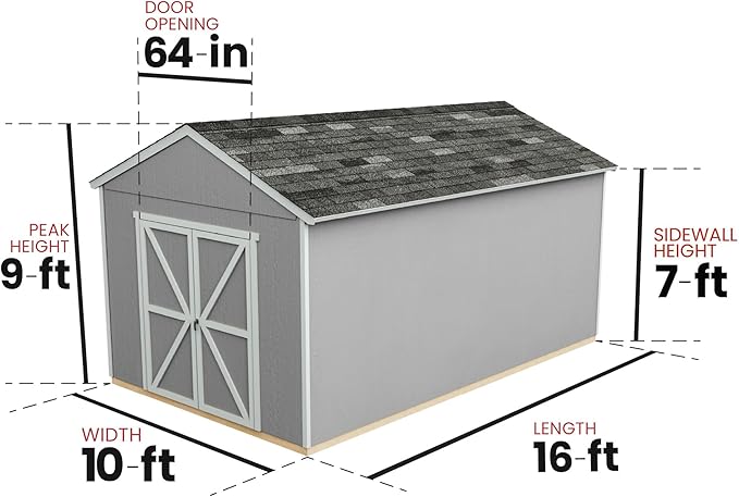 Handy Home Products Rookwood 10x16 Do-It-Yourself Wooden Storage Shed- Does not Include Floor kit, Paint, or Roofing Shingles