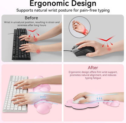 Cloud Wrist Rest for Computer Keyboard, 4-in-1 Memory Foam Leather Cloud