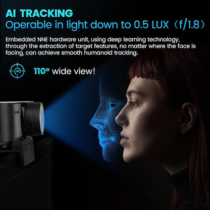 ROCWARE 4K Webcam with Remote, RC16 Computer Camera with Microphone, 1080p
