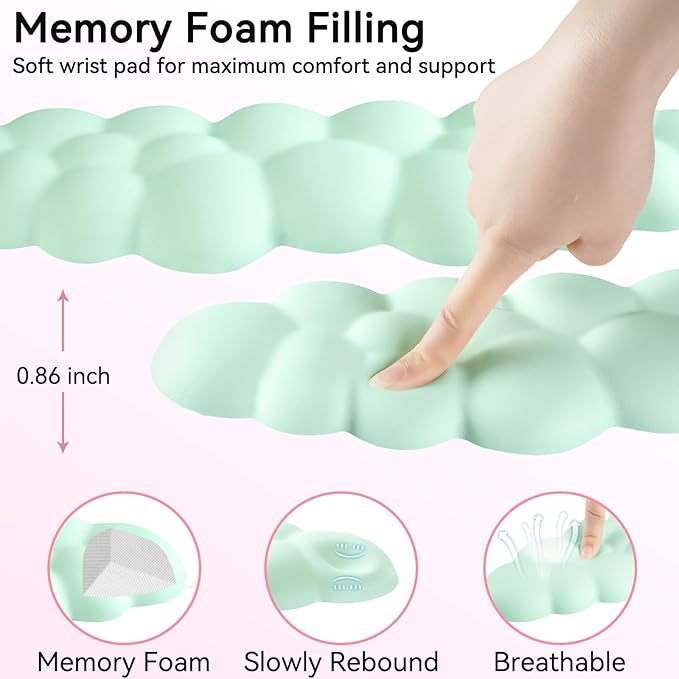 Cloud Wrist Rest for Computer Keyboard, 4-in-1 Memory Foam Leather Cloud