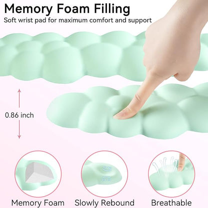 Cloud Wrist Rest for Computer Keyboard, 4-in-1 Memory Foam Leather Cloud