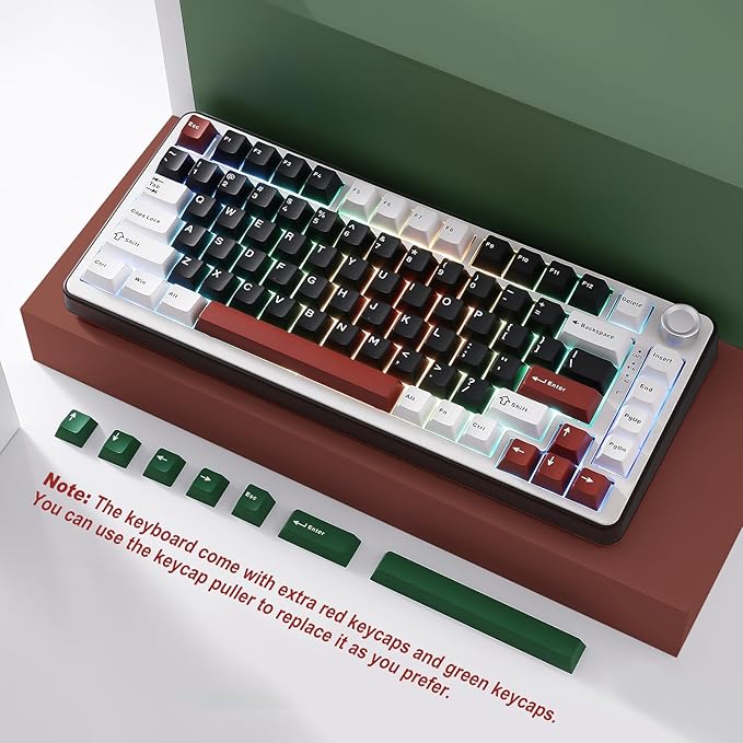 YUNZII B75 PRO Wireless Mechanical Keyboard,75% Layout with Knob,Hot Swap Gasket Custom Structure,Creamy Pre-lubed Switches,RGB Backlit,Bluetooth/Type-C/2.4G for Win/Mac(Milk Switch,Black)