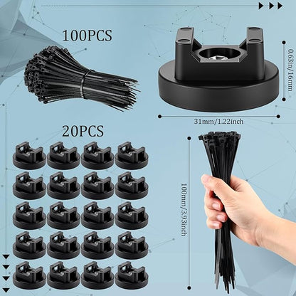 Yookeer 120 Pieces Magnetic Zip Tie Mount Multipurpose Cable Holder Magnets