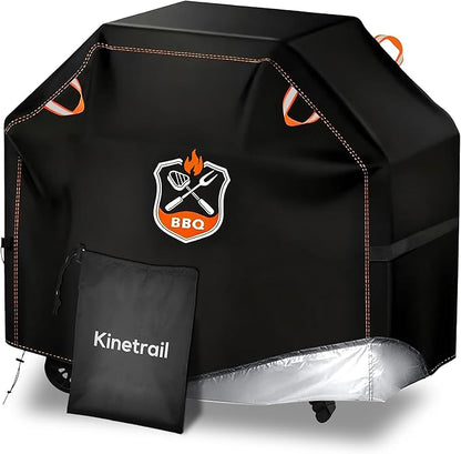 Kinetrail Grill Cover, Universal 58" BBQ Grill Cover for Outdoor Grill, Waterproof, Weather Resistant, Fade Resistant Gas Grill Cover with Adjustable Double Straps for Weber, Char-broil, Nexgrill, etc
