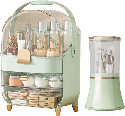 Makeup Organizers for Vanity, Skincare Organizers Cosmetic Display Cases with Transparent Cover, Teen Girls Gift for Bathroom Countertop, Lipstick Organizer