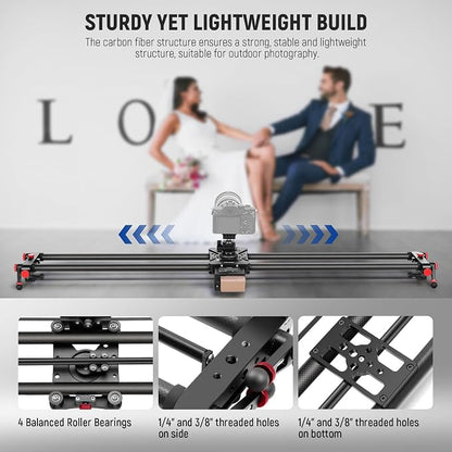 NEEWER 47.2"/120cm Motorized Camera Slider, App Wireless Control DSLR Carbon