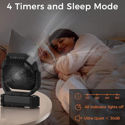 Camping Fan with Light - 20000mAh Rechargeable Battery Fan