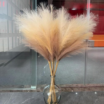 38" 10 Stems Faux Pampas Grass Decor - Tall Pampas Grass for Floor Vase, Boho Home Wedding Mothers Day Decoration (Beige Mixed)