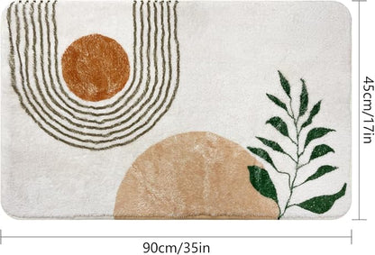 APROPHIC 17"X35" Boho Bath Rugs for Bathroom Decor Non-Slip Bath Mat Absorbent Plush Microfiber Soft Carpet Machine Washable Bath Mat for Living Room,Showers,Laundry Room,White