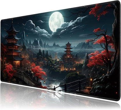 Japanese Full Moon Large Mouse Pad, Gaming Keyboard Desk Pad, Extended Mouse