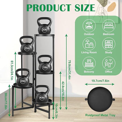 Plant Stand Indoor Outdoor 5 Tier Metal Plant Stand, Foldable Corner Plant Shelf Multi Tiered Flower Pot Holder Display Rack, Heavy Duty Multiple Plant Holder for Patio Living Room Balcony Garden, Black