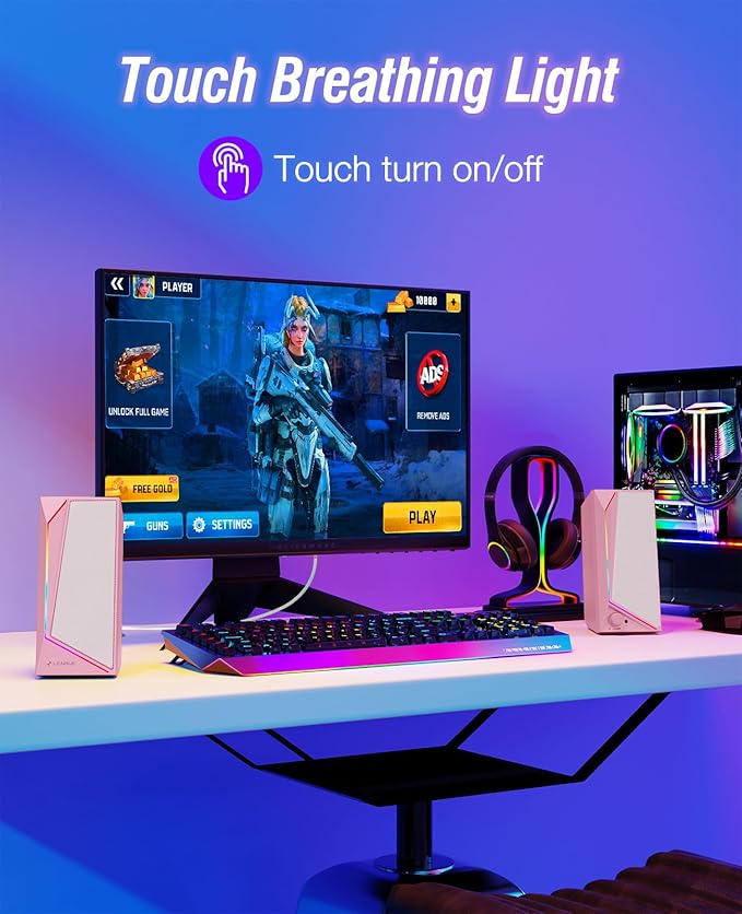 LENRUE Computer Speakers, USB/USB-C Powered PC Speakers