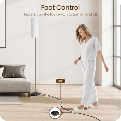 2 Pack Dimmable Floor Lamps for Living Room with 2 Remotes and Foot Switch, Corner Floor Lamp, Standing Tall Lamp, 10W 900LM LED Bulb Included, 3000K-6500K, Linen Shade, FCC Listed W06LDP205W1