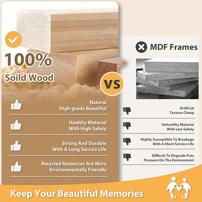 Egofine 5x7 Picture Frame Made of Solid Wood with Plexiglass, Display Pictures 3.5x5/4x6 with Mat or 5x7 Without Mat for Tabletop and Wall Mounting, Beige