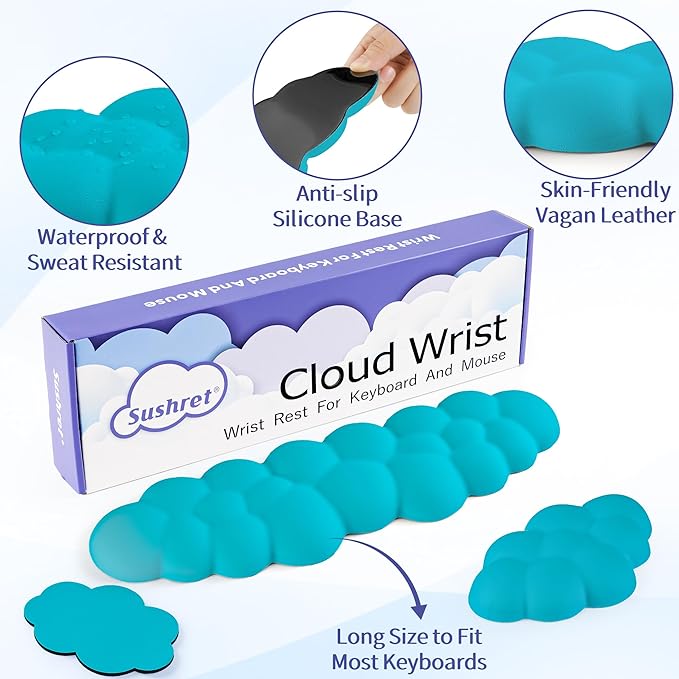 Cloud Wrist Rest Keyboard, Cloud Keyboard Wrist Pad Set