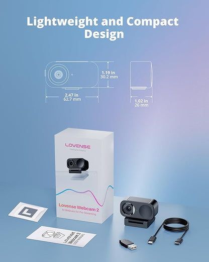 LOVENSE Webcam 2 4k for PC, Live Streaming Camera 1/2" Sensor True Focus Al