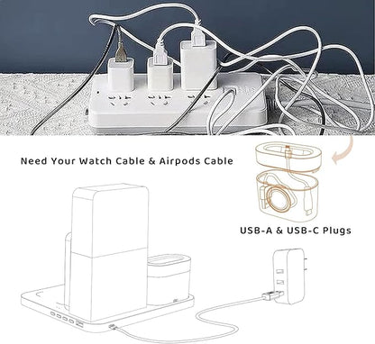 Wireless Charging Station, iPhone 3 in 1 Fast 15W Wireless Charger