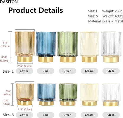 DASITON Makeup Brush holder Organizer,Crystal Cosmetic Makeup Brush Glass Brushes Storage Holder, Vintage Make Up Brush Cup Pen Pencil Holder striped vase(Coffee S)