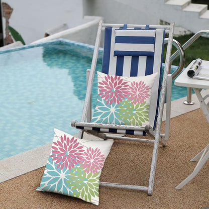 DFXSZ Outdoor Throw Pillow Covers 16x16 Inch Set of 2 Waterproof Spring Summer Geometric Elegant Pink Blue Green Outdoor Easter Pillow Covers for Patio Funiture Garden Couch 168B16