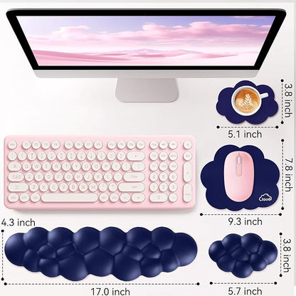 Cloud Wrist Rest for Computer Keyboard, 4-in-1 Memory Foam Leather Cloud