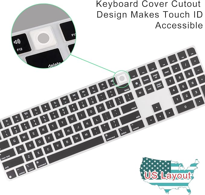 Allinside Black Keyboard Cover for 2024 Mac Magic Keyboard
