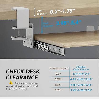 AX WABER Keyboard Tray Under Desk Pull Out