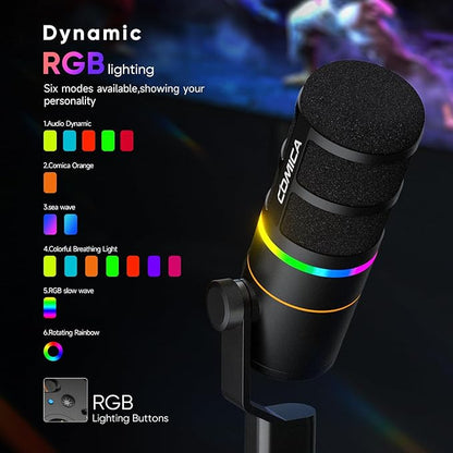 EJoy D10 PRO Combo Dual-Channel Wireless USB Gaming Microphone – RGB Dynamic Mic