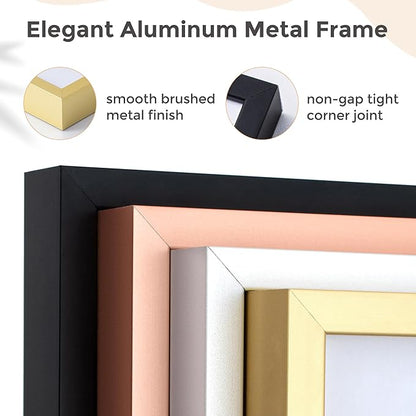 24x36 Metal Picture Frame For Wall With Mat For 20x30, 24''x36'' Aluminum Photo Frames With Tempered Glass For Home Decor, Minimalist Modern Poster Frame Horizontally Vertically Set of 2, Rose Gold