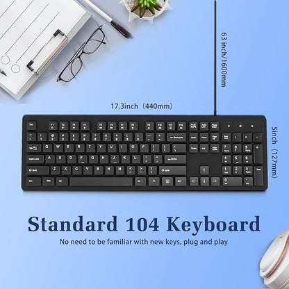 Wired Computers Keyboard with Cover Comfortable Hand Feel, Laser Engraved
