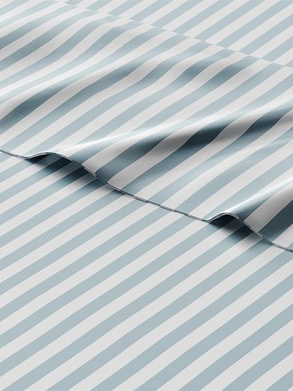 Kids Green Pinstripes Full 4 Piece Sheet Set - Boys, Girls, Teens, Toddler - Easy Fit Deep Pockets - Breathable, Hotel Quality Sheets - Machine Washable - Wrinkle Free - Cute, Cozy, Soft - CGK Linens