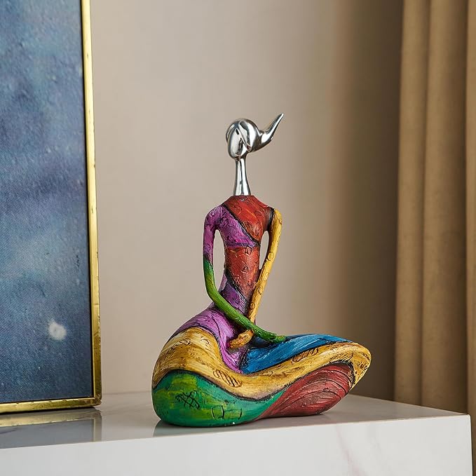 Octdays Art Female Sculpture Figurines, Abstract Woman Statue for Home Decor, Modern Colorful Sculpture Decorations for Living Room Shelf Office Cabinet Accents (Colorful-B)