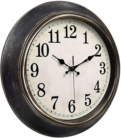 45MinST 14 Inches Retro Wall Clock, Silent Non Ticking Battery Operated Movement, Home/Wall Decor, Easy to Read, Decorate Bedroom/Living Room/Office with Arabic/Roman(Arabic)