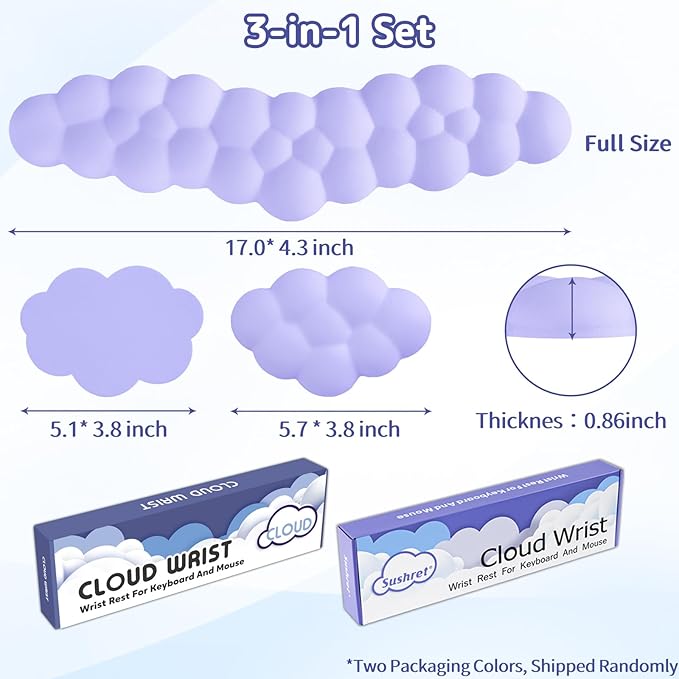 Cloud Wrist Rest for Keyboard and Mouse, Memory Foam PU Leather Keyboard Wrist