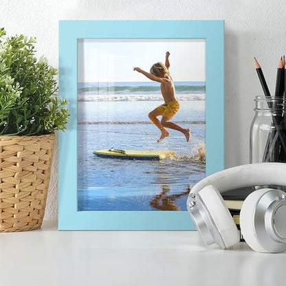 Renditions Gallery 6x8 inch Picture Frame High-end Modern Style, Made of Solid Wood and High Definition Glass Ready for Wall and Tabletop Photo Display, Blue Frame