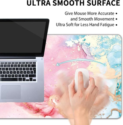 Cute Pink Marble Large Mouse Pad, Gaming Keyboard Desk Pad, Extended Mouse Mat