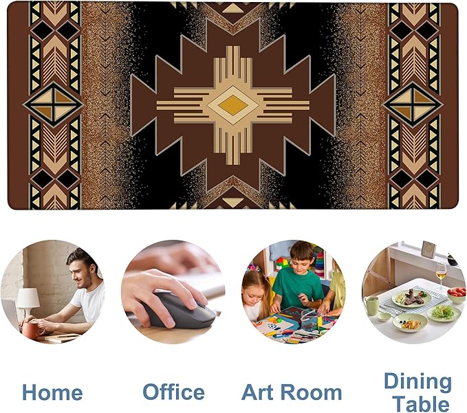 Large Mouse Pad Aztec Pattern Gaming Desk Pad Computer Keyboard Non-Slip