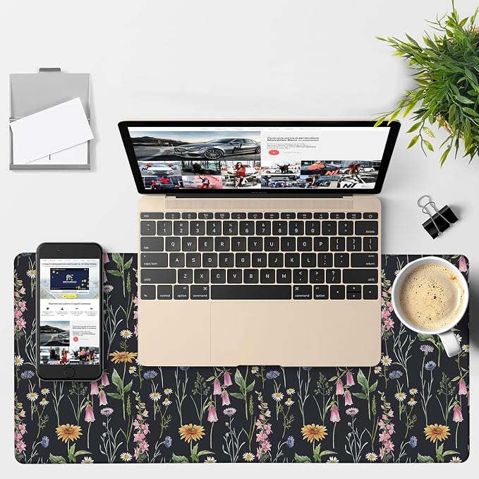 Large Mouse Pad Field Flowers Gaming Desk Pad Computer Keyboard Non-Slip