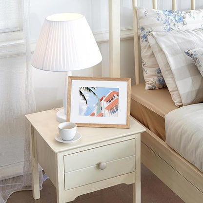 Axeman Solid Oak Wood Frame - 8x10 with Mat for 5x7, Plexiglass and Hanging Hardware Included - Natural, 3 PCs