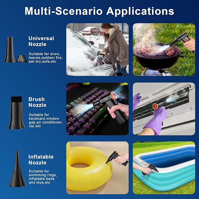 Compressed Air Duster, 130000RPM Multi-Gear Adjustable Electric Air Duster