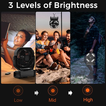 Camping Fan with Light - 20000mAh Rechargeable Battery Fan