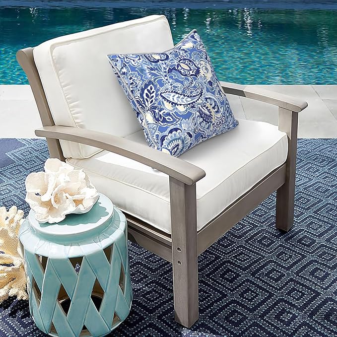 Outdoor Throw Pillow Covers Pack of 2, Decorative Water Repellent Square Pillow Cases 18x18 Inch, Patio Pillowcases for Home Patio Furniture Use, Floral Bluish Violet