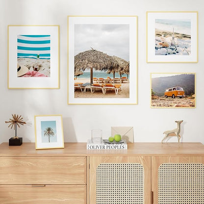 16x24 Frame | 16x24 Gold Frame With Mat For 12x18 | Metal Aluminum Picture Frame With Tempered Glass | Minimalist Modern Poster Frame | Hanging Hardware Included | Set of 2, Gold