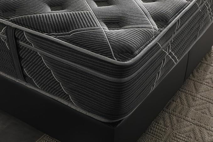Ottomanson King 13" Luxury Black vSilver Eurotop Mattress - Inspired by The Space Race - Medium-Firm Hybrid Comfort - Made in USA - Premium Quilted Cover - Fiberglass-Free - Bed in a Box