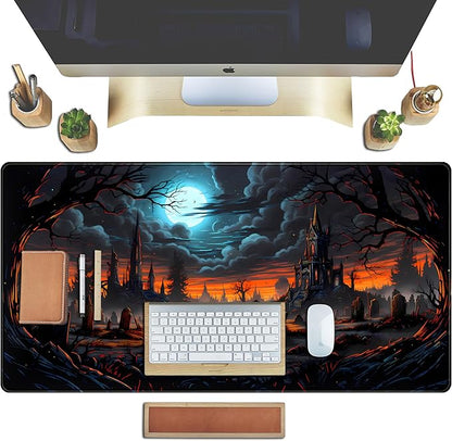 Dark Fantasy Castle Desk Pad Extended Gaming Mouse Pad, XXL Large Computer