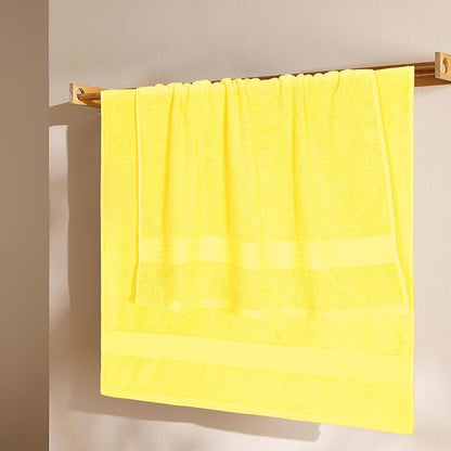GLAMBURG Premium Cotton 4 Pack Bath Towel Set - 100% Pure Cotton - 4 Bath Towels 27x54 - Ideal for Everyday use - Ultra Soft & Highly Absorbent - Yellow