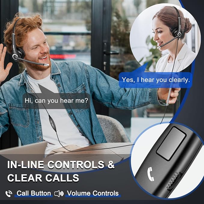 Callez Wired Computer Headset, 3.5mm/USB-C Headset
