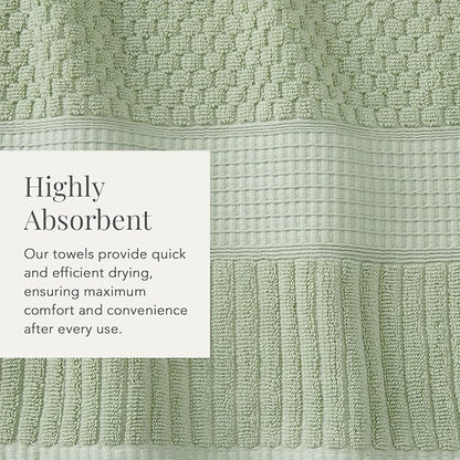 NY Loft 100% Cotton Hand Towel 6 Pack Hand Towel Set | Super Soft & Absorbent Quick-Dry Hand Towels 16" x 28" |Textured and Durable Cotton | Trinity Collection (6 Pack Hand Towel, Sage)